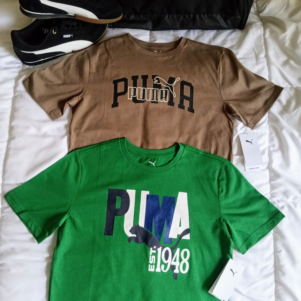 🆕 Youth/ Boys Puma Green and Brown Graphic T-Shirts - Picture 10 of 10